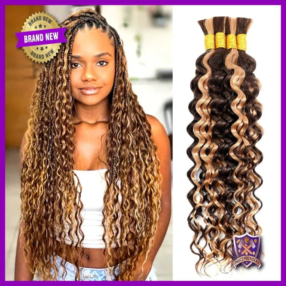18 Inch Deep Wave Human Hair Extensions 100g 4 Bundles Boho Braids
